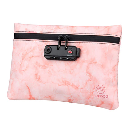 FIREDOG Smell Proof Bag with Lock, 6x9 Odor Proof Pouch Case Container for Travel Stash Storage (Marble Red)