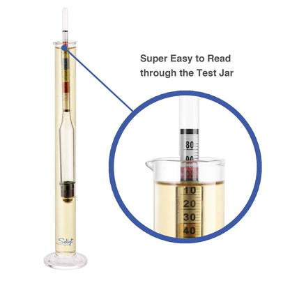 SOLIGT Triple Scale Hydrometer and Glass Test Jar for Wine, Beer, Mead & Cider - ABV, Brix and Gravity Test Kit