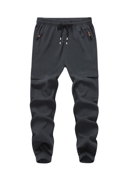 WaltZon Boy's Cargo Joggers Pants Youth Quick Dry Hiking Pull-On Lightweight Pants for Sports Outdoor with Zipper Pockets(3801-D.Gray10)