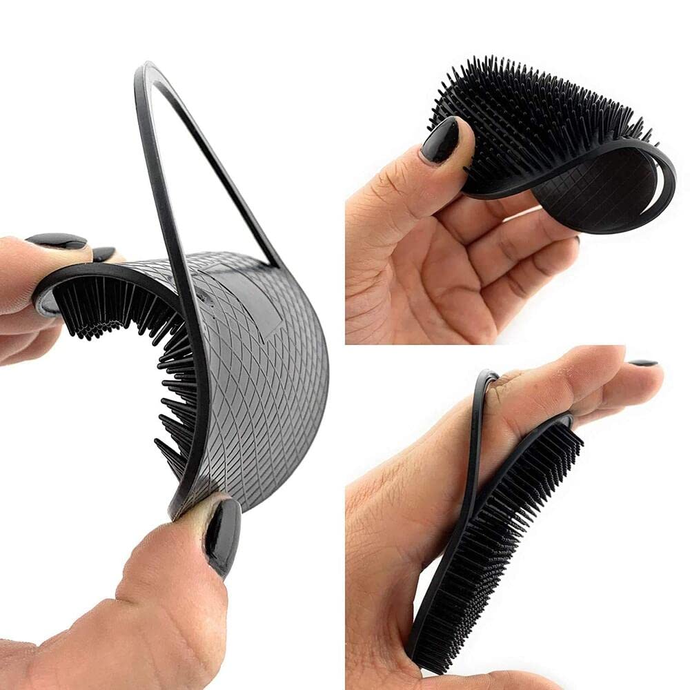 G.B.S Pocket Palm Brush Portable Comb Massager for Pet Hairs, Black, Pack of 2