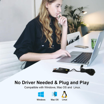 ZOWEETEK CAC Card Reader Military, Smart Card Reader DOD Military USB Common Access CAC, Compatible with Windows, Mac OS and Linux