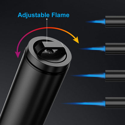 Torch Lighters, 2 Pack, Butane Lighters, Adjustable Jet Flame Torch Lighters, Wind Resistant Butane Refillable Gas Torch Lighter Long Lighter for Camping Candle Grill BBQ Fireworks (Gas Not Included)