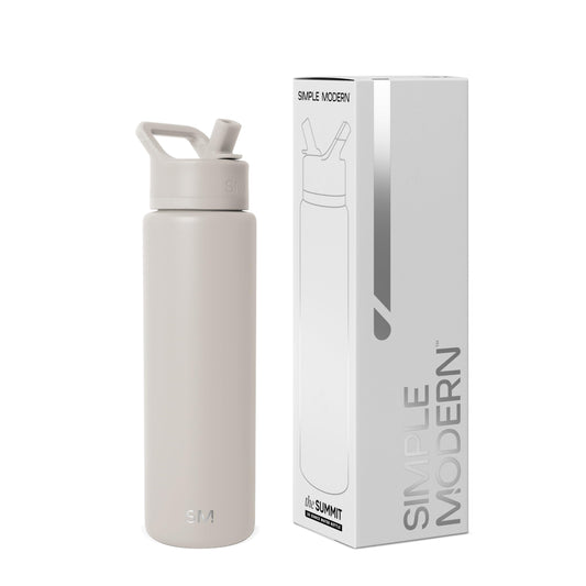 Simple Modern Water Bottle with Straw Lid | Vacuum Insulated Stainless Steel Metal Thermos | Reusable Leak Proof BPA-Free Flask for Sports Gym | Summit Collection | 30oz, Almond Birch