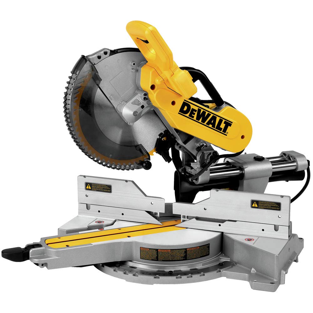 DEWALT Miter Saw, 12 Inch Double Bevel Sliding Compound Miter Saw, Blade Wrench and Material Clamp, Increased Crosscut Capacity, Powerful 3800 RPM Motor, Corded (DWS779)