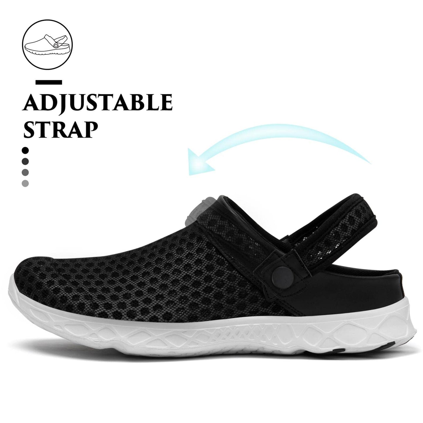 SAGUARO Men's Women's Quick Dry Garden Shoes Lightweight Breathable Gardening Clog Water Shoes Mesh Sandals for Sports Outdoor Beach Pool Exercise Black 10 Women/8 Men