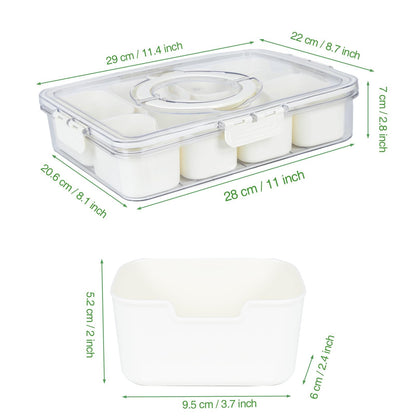 shopwithgreen 2Pcs Divided Serving Tray with Lid and Handle, Portable Snackle Box Snack Containers for Charcuterie, Party, Veggies, Snack, Fruit, Nuts, Candy, Chip, Entertaining, Picnic