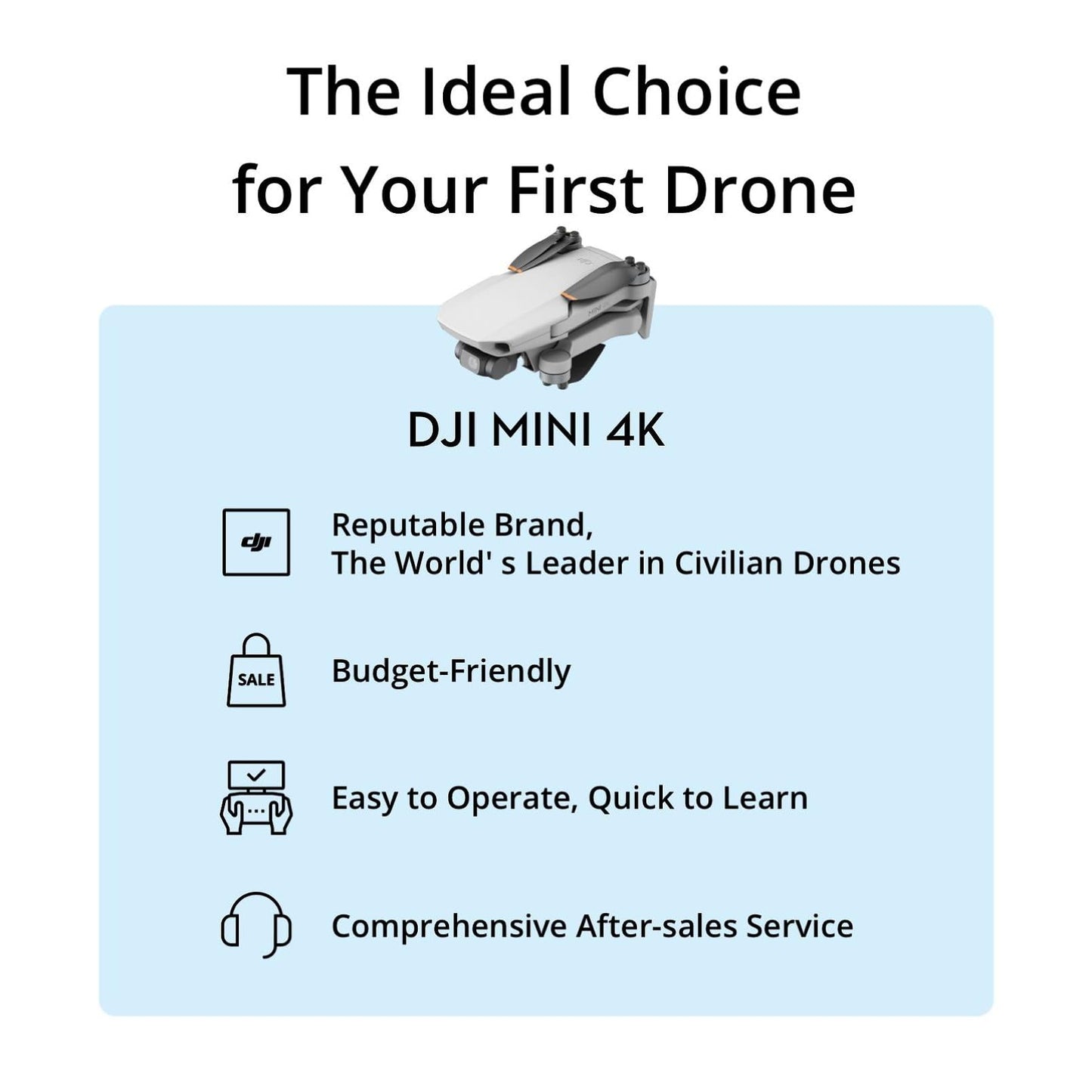 DJI Mini 4K Camera Drone Combo, Drone with 4K UHD Camera for Adults, Under 249 g, 3-Axis Gimbal Stabilization, 10km Video Transmission, Auto Return, 2 Batteries for 62-Min Max Flight Time, QuickShots