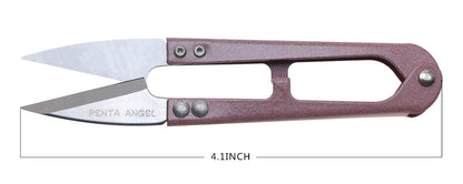 2Pcs Multicolor Mini Sewing Scissors Clipper 2Pcs Leather Scissors Sheath Cover Small Embroidery Thread Thrum Yarn Trimming Nipper U-Shaded Craft Cross Stitch Scissor(Pink/Gray)