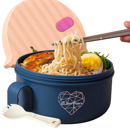 AI LOVE PEACE Ramen Bowl, 40 oz Microwaveable Noodle Cooker for Ramen, Pho, Soup, and Pasta, Dishwasher Safe and Portable, Ideal for Home, Office, Dorm, or Gift (Pink)