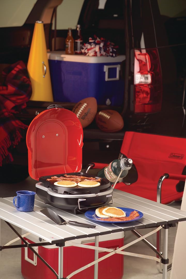 Coleman Fold ‘N Go 6,000 BTU Portable Propane Grill, Lightweight Gas Grill with Push-Button Starter & Adjustable Horseshoe Burner, Great for Camping, Tailgating, Grilling, BBQ