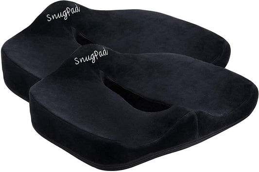 SnugPad Premium Memory Foam Seat Cushion, for Sciatica Tailbone Back Pain Relief, Posture Correction. Orthopedic Sitting Pillows for Office Chair, Car, Truck, Wheelchair with Non-Slip Bottom (2Pk)
