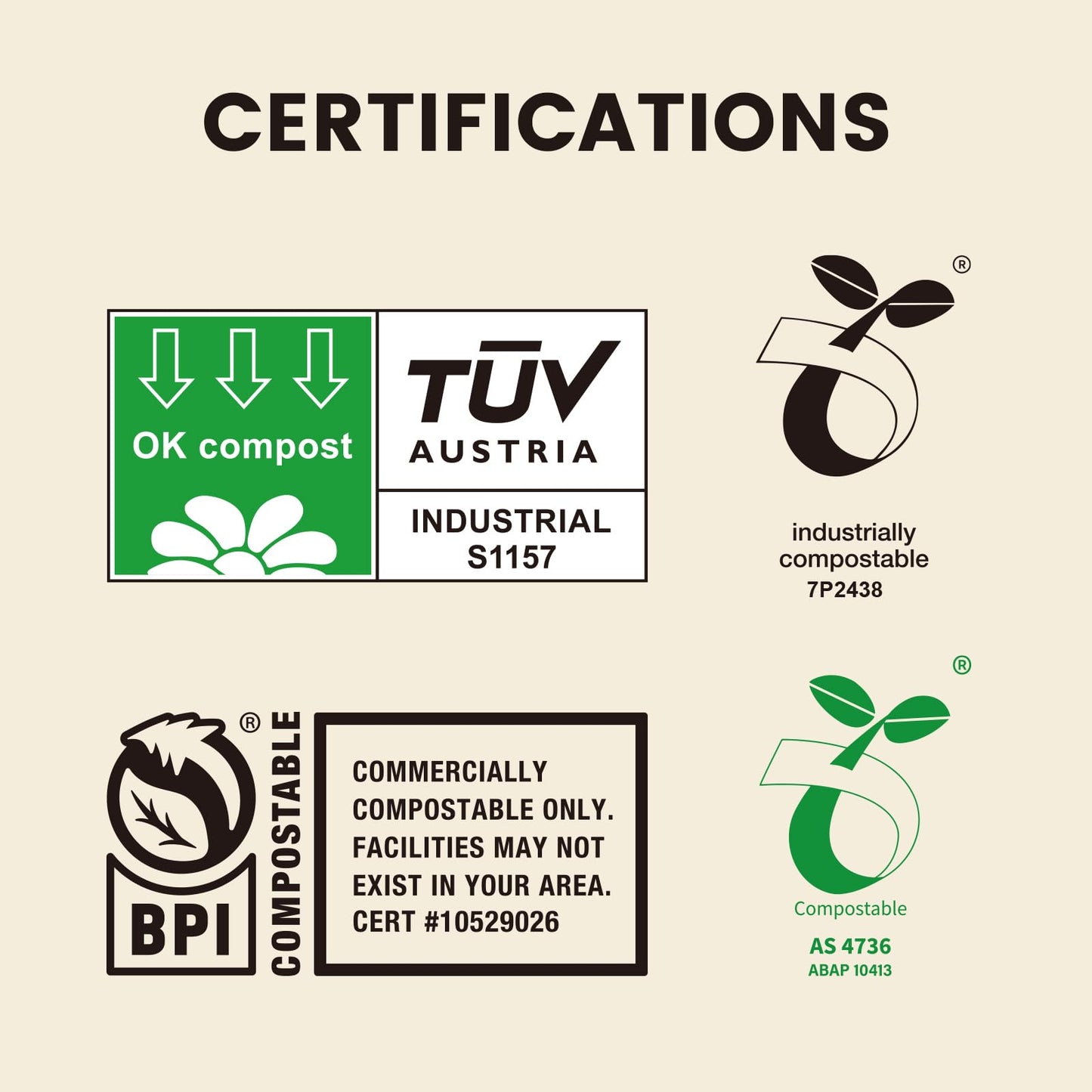 SUPERBIO 13 Gallon Compostable Kitchen Waste Bags with Handles, Food Scrap Bags Certified by BPI, OK compost INDUSTRIAL, 30 Count, 49.2L