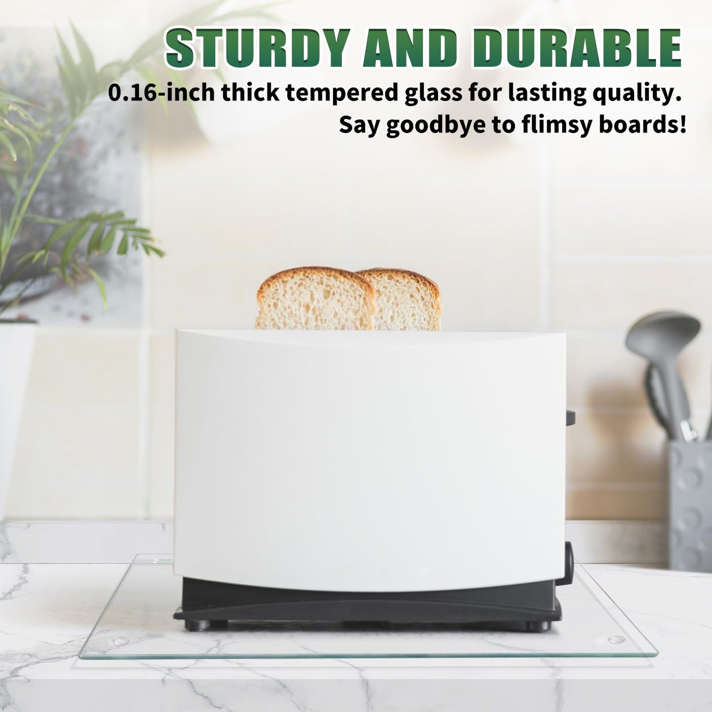 Seelenruhe Tempered Glass Cutting Boards for Kitchen Counter, Clear Cutting Boards for Countertop, Non-Slip, Heat-Resistant, Easy to Clean, Kitchen Decoration, 16x12 & 12x8 2PCS