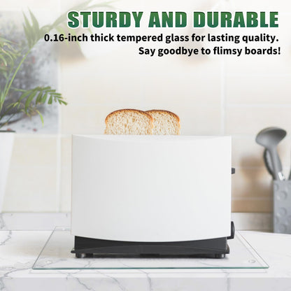 Seelenruhe Tempered Glass Cutting Boards for Kitchen Counter, Clear Cutting Boards for Countertop, Non-Slip, Heat-Resistant, Easy to Clean, Kitchen Decoration, 16x12 & 12x8 2PCS