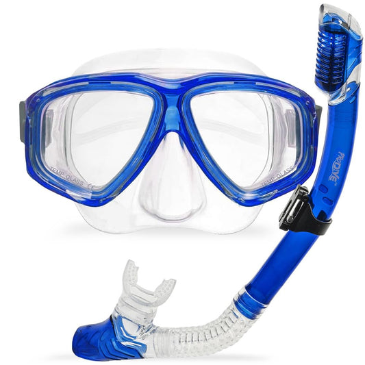 PRODIVE Snorkel Mask and Snorkeling Gear - Dry-Top Snorkel Set with Impact-Resistant Tempered Glass Lens, Anti-Fog Design, Watertight Seal, Adjustable Strap with Carry Case (Crystal Clear Vision)