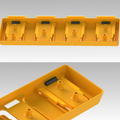 SZWJT-LV Battery Rack Compatible with DeWalt 20V Battery Holder, Mount 4 Slot Bulk Battery Garage Tool, Tools for Dewallt 20v, Wall Display Hook Holder (Yellow-1pc)