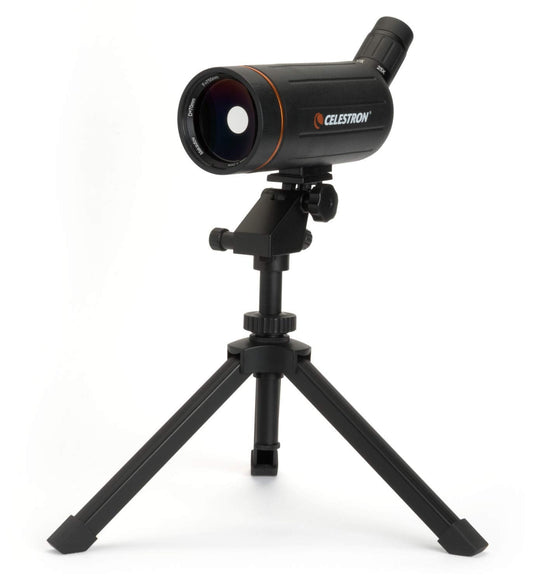Celestron 52238 Mini Mak 70mm Angled Spotting Scope – Maksutov Spotting Scope – Great for Long Range Viewing – 25–75x Zoom Eyepiece – Multi-Coated Optics – Rubber Armored – Tabletop Tripod Included