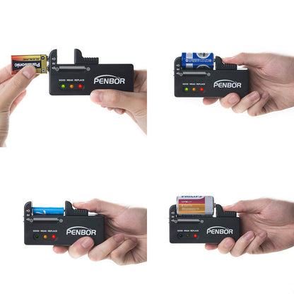 Battery Organizer Storage Case with No Lid Snap, Portable Battery Tester, Just The Right Size Slot with Wall-Mounted Design,Holds 110 Batteries Various Sizes for AAA, AA, 9V, C, D and Butt