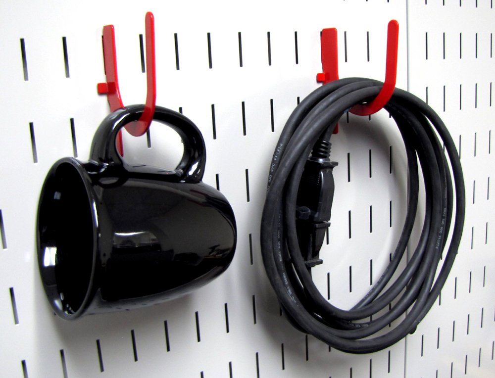 Wall Control 3in Reach U-Hook Accessory “U” Shaped Slotted Metal Pegboard Hook Pegboard and Slotted Tool Board – Red