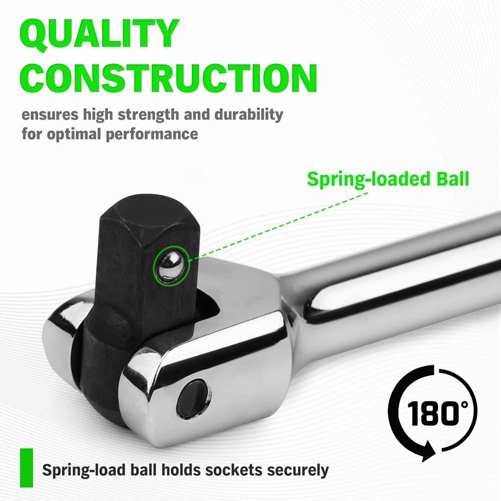SWANLAKE 6PC Breaker Bar Set,1/4", 3/8" & 1/2" Drive,Heavy Duty Breaker Bars, 6-inch, 10-inch, 15-inch Length with 180° Rotatable Head