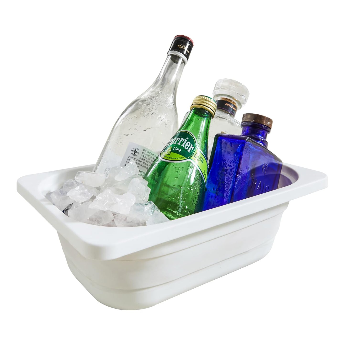 Beright Collapsible Storage Bin, Wash Basin Folding Dish Tub Sink, Space Saving for Dishing, Fruit and Camping, Hiking and Home, White, Small, 1 Pack