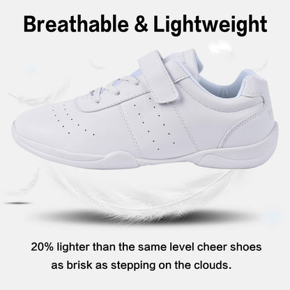Smapavic Cheer Shoes for Youth Girls White Cheerleading Athletic Dance Shoes Tennis Sneakers for Competition Sport Training 1 Little Kid