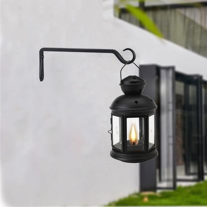 AILIN YELOKIE 2 Pack Premium Forged Wall Hook, Sturdy Hanging Plant Bracket, Elegant Hook for Bird Feeders, Planters, Lanterns, Wind Chimes Indoor Outdoor, Upgrade Black, 12 Inch