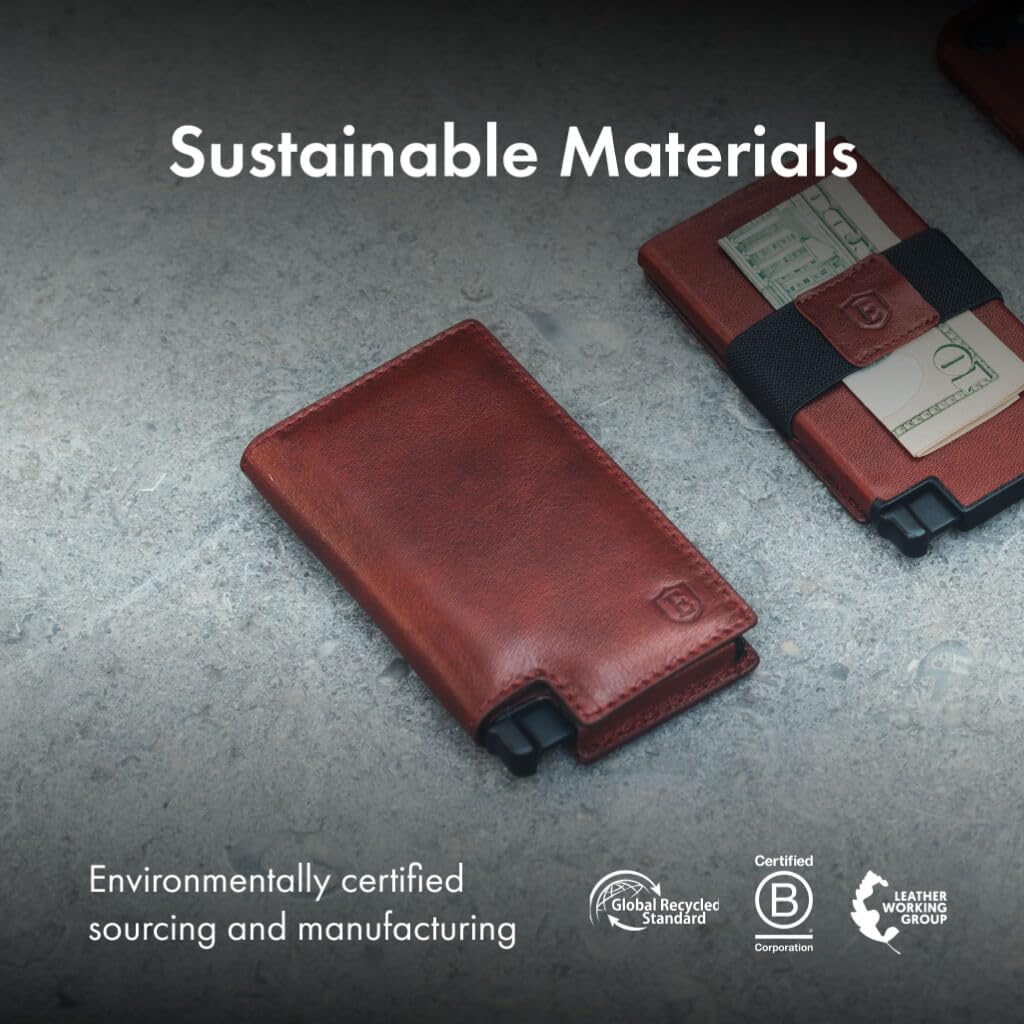 Ekster Parliament Men's Wallet | RFID Blocking Leather Minimalist Cardholder | Slim Wallet for Men - Designed for Quick Card Access with Push Button (Merlot Red)