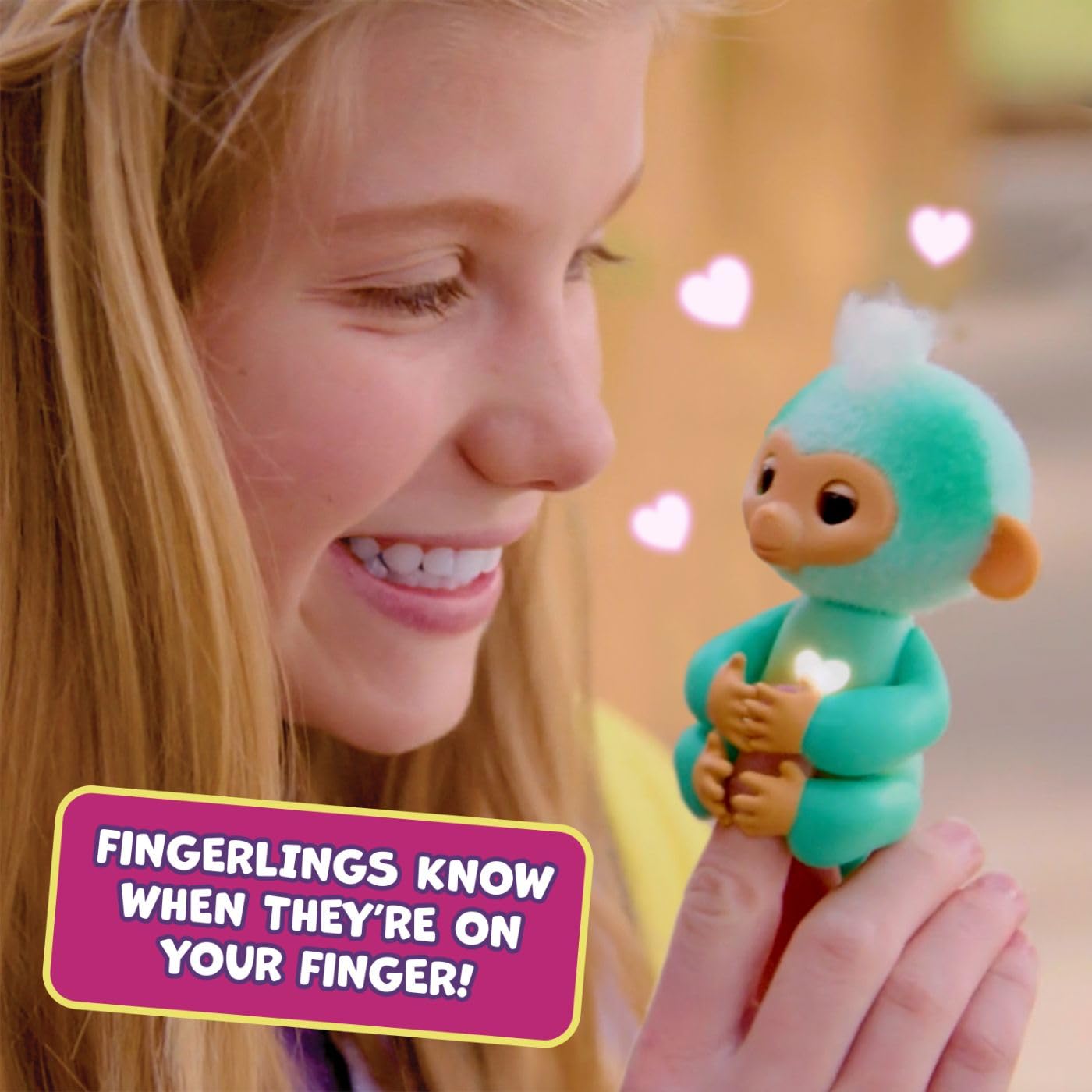 Fingerlings 2023 New Interactive Baby Monkey Reacts to Touch – 70+ Sounds & Reactions – Harmony (Pink)