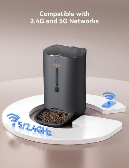 WOPET Automatic Dog Feeder with Camera, 7L Smart WiFi Cat Feeder Dog Food Dispenser, 6-Meal Pet Feeder HD Camera for Voice and Video Recording APP Control