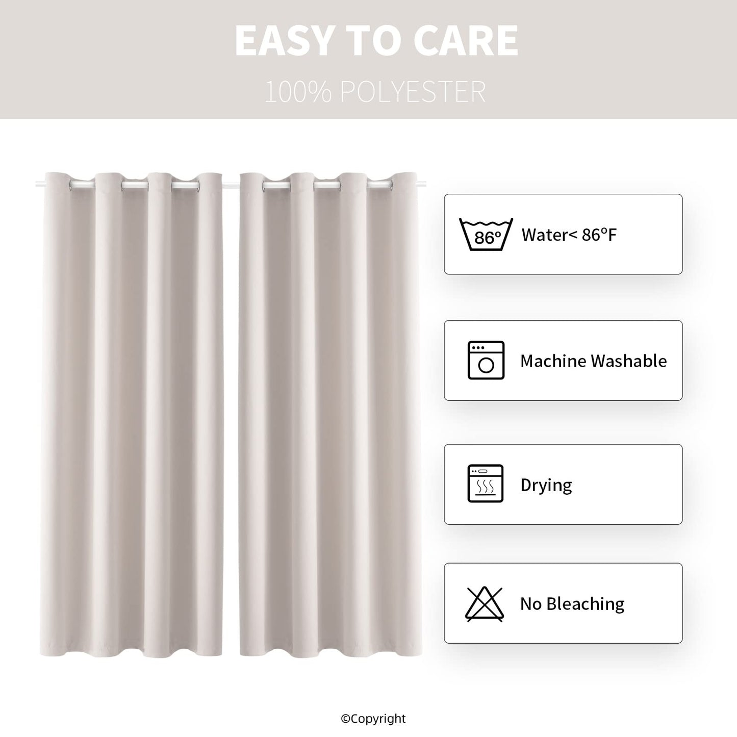 DIVA EN CAMINO DEC Outdoor Patio Curtain Waterproof Darkening Thermal Insulated Indoor Curtains for Bedroom, Porch, Living Room, Pergola, Cabana, W52 x L95, Light Taupe, Set of 2 Panels