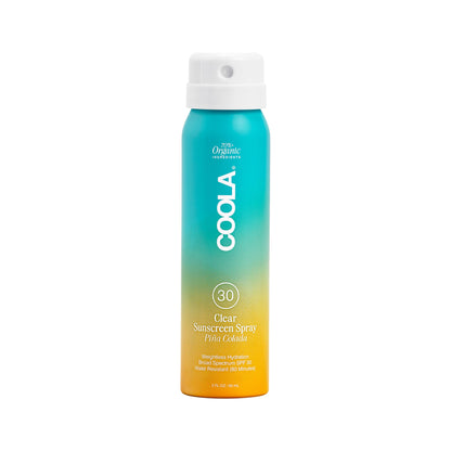 COOLA Organic Sunscreen SPF 30 Sunblock Spray, Dermatologist Tested Skin Care for Daily Protection, Vegan and Gluten Free, Piña Colada, Travel Size, 2 Fl Oz