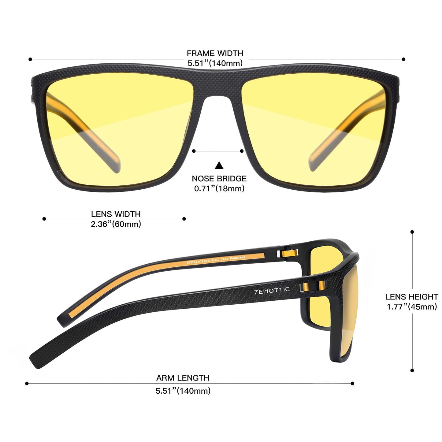 ZENOTTIC Night Vision Glasses for Men Lightweight TR90 Frame UV400 Protection Yellow Lens Night Driving Glasses