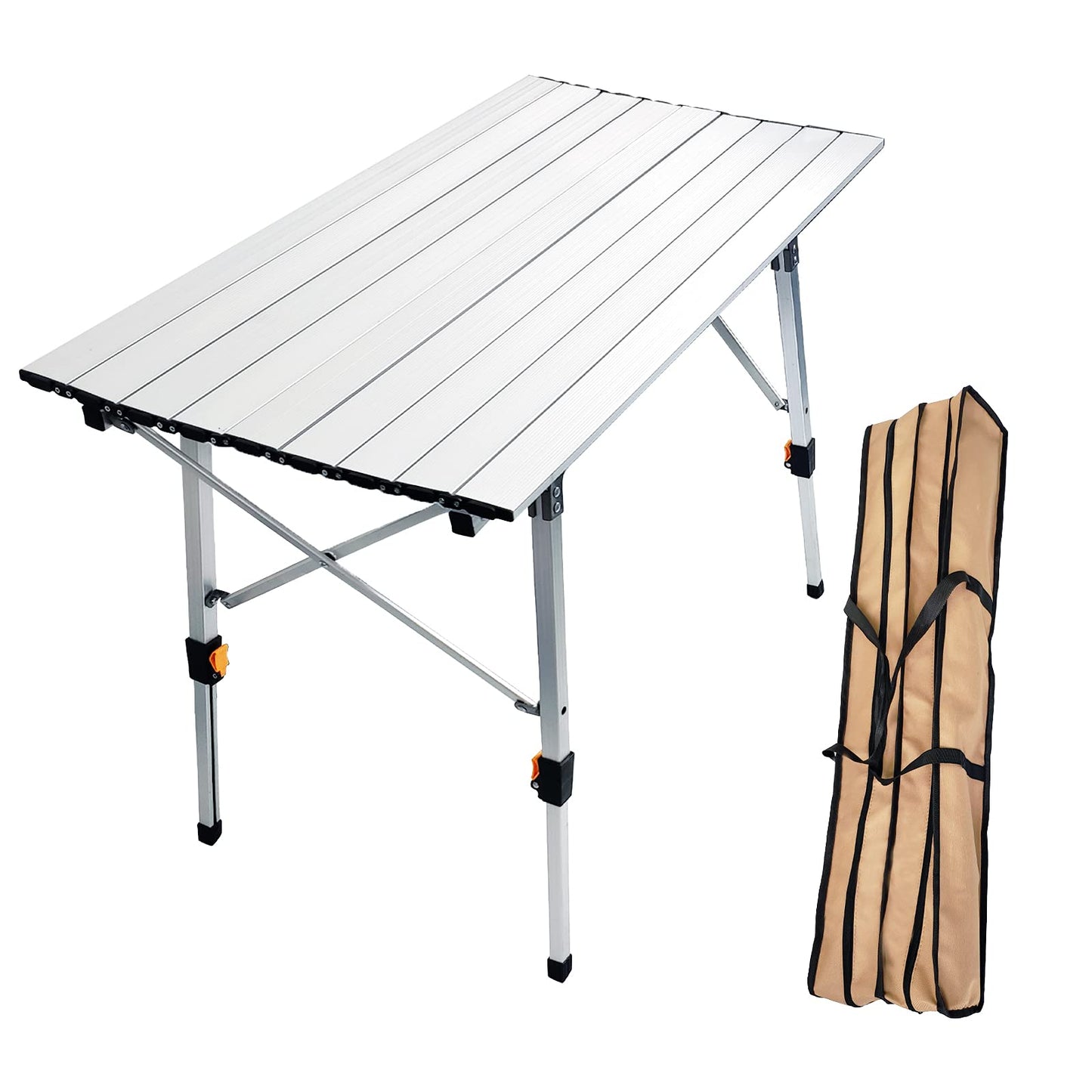 CampLand Aluminum Table Height Adjustable Folding Table Camping Outdoor Lightweight for Camping, Beach, Backyards, BBQ, Party