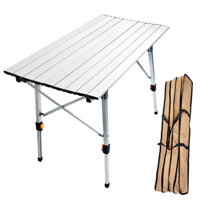 CampLand Aluminum Table Height Adjustable Folding Table Camping Outdoor Lightweight for Camping, Beach, Backyards, BBQ, Party