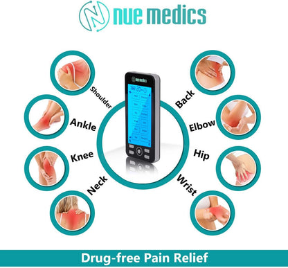 Tens Unit Machine Pulse Massager for Pain Relief, 24 Massage Modes, Rechargeable Muscle Stimulator Device with 10 Pads