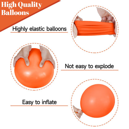 68Pcs Black and Orange Balloons, 12 inch Orange Black Latex Balloon Set with Confetti Ribbons Reusable, Fade-Resistant for Halloween, Graduation Spooky Party Decorations.