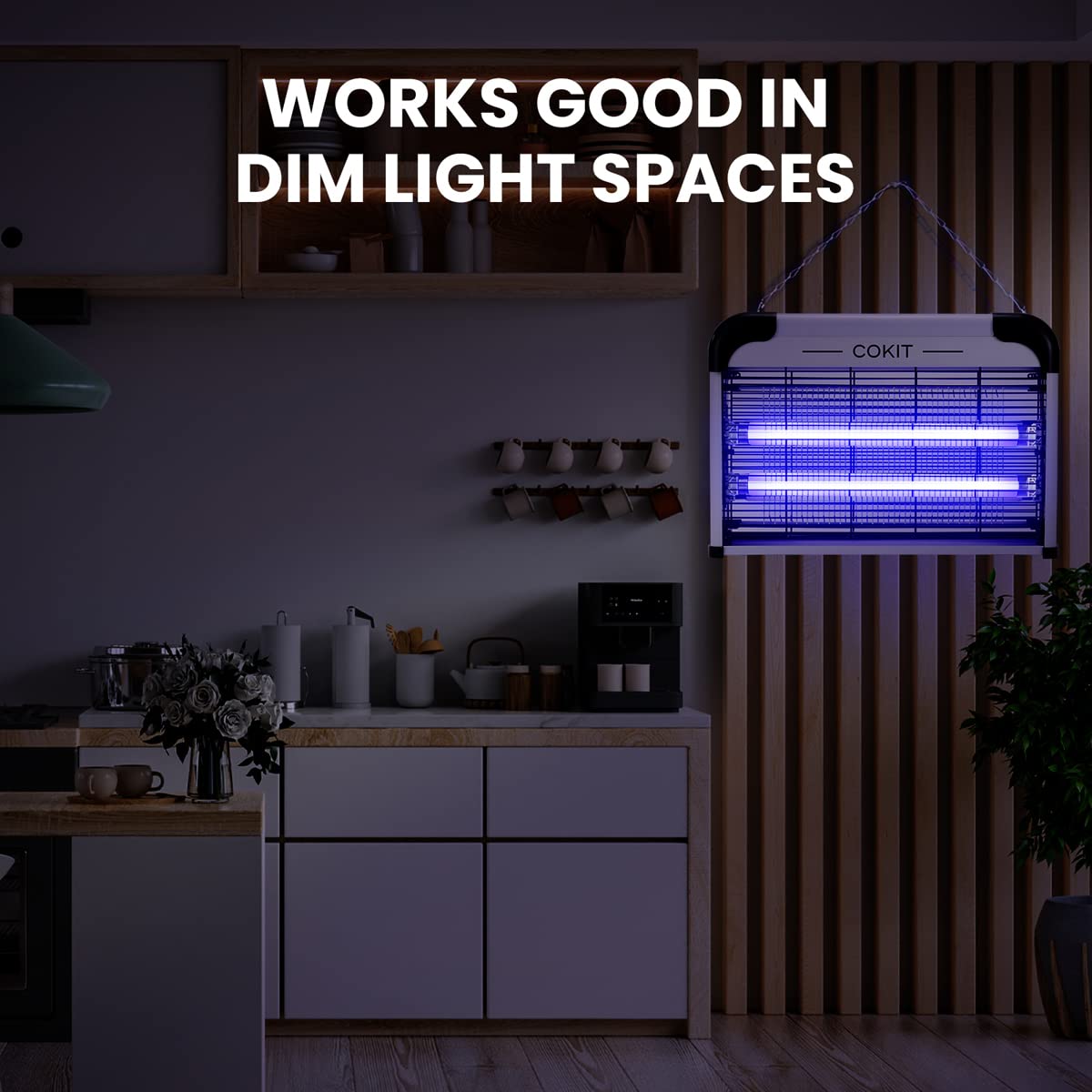 COKIT Bug Zapper Indoor 20W Electric Insect Killer with Bug Collection Tray, Fly and Mosquito Killer for Home, Kitchen, Garage, Patio, Includes 2 Extra Replacement Bulbs