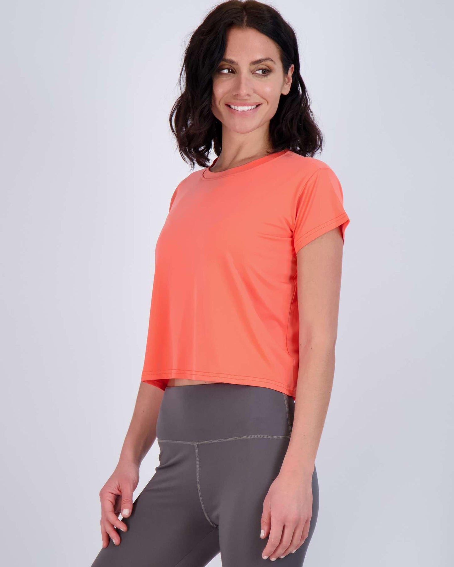 Real Essentials 5 Pack: Women's Dry Fit Crop Top - Short Sleeve Crew Neck Stretch Athletic Tee (Available in Plus Size) - Set 3, M