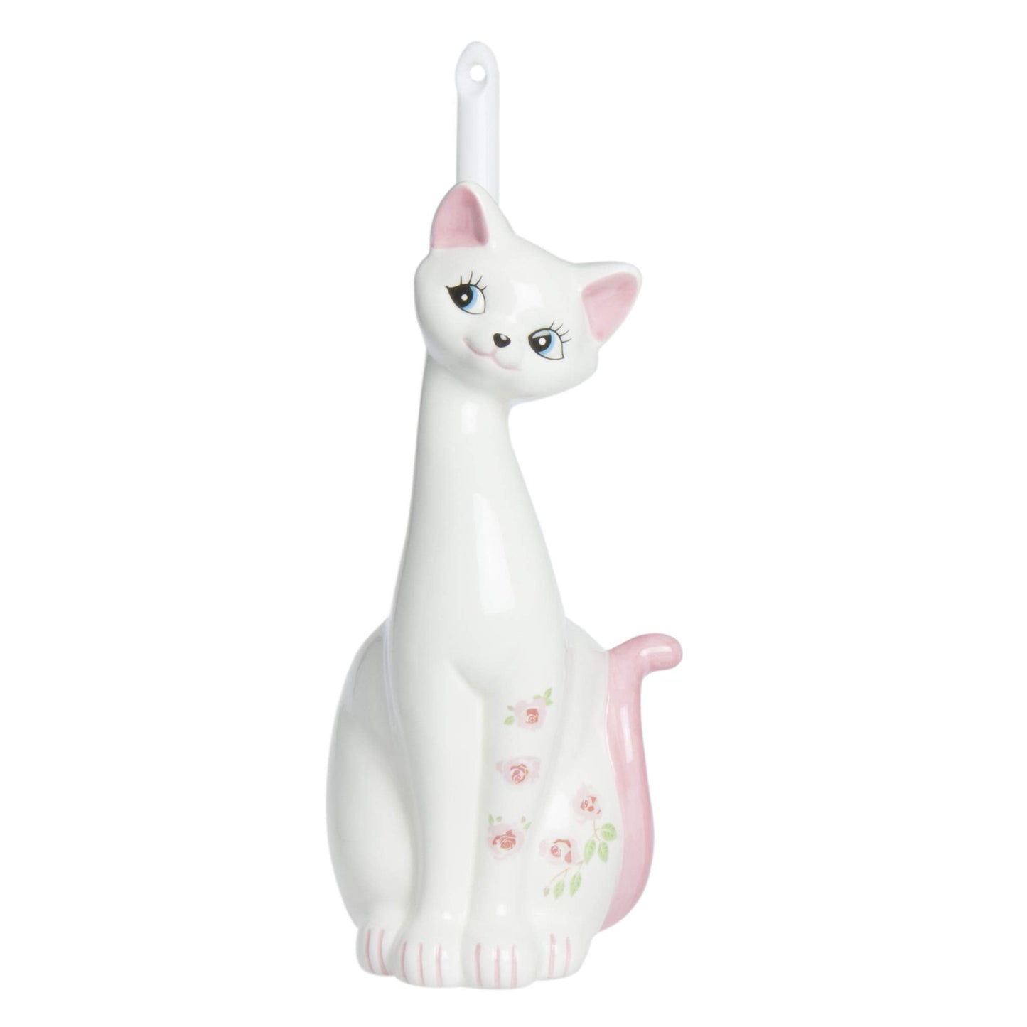 Sunart SAN1708 Cute Miscellaneous Goods Lovely Pottery Cat Toilet Brush Stand with Toilet Brush 5.1 inches (13 cm) Width Pink