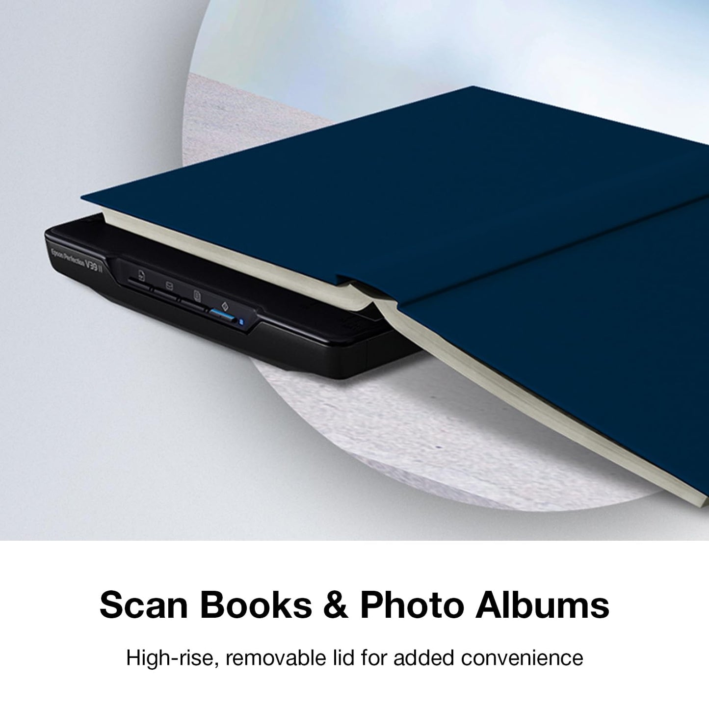 Epson - Perfection V39 II - Color Photo and Document Flatbed Scanner - 4800 dpi Optical Resolution - High-Rise, Removable Lid - Scan to Cloud - USB Power - Image Scanning - Black