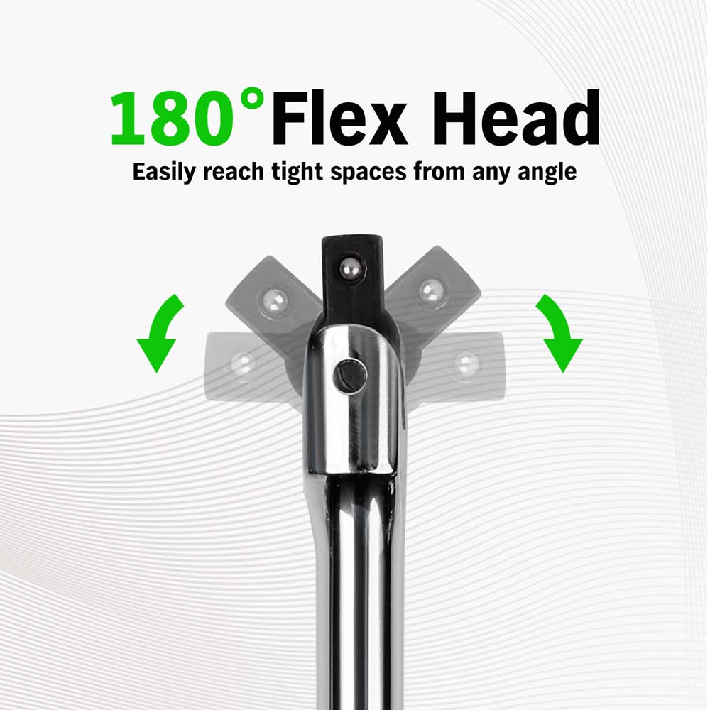 SWANLAKE 6PC Breaker Bar Set,1/4", 3/8" & 1/2" Drive,Heavy Duty Breaker Bars, 6-inch, 10-inch, 15-inch Length with 180° Rotatable Head