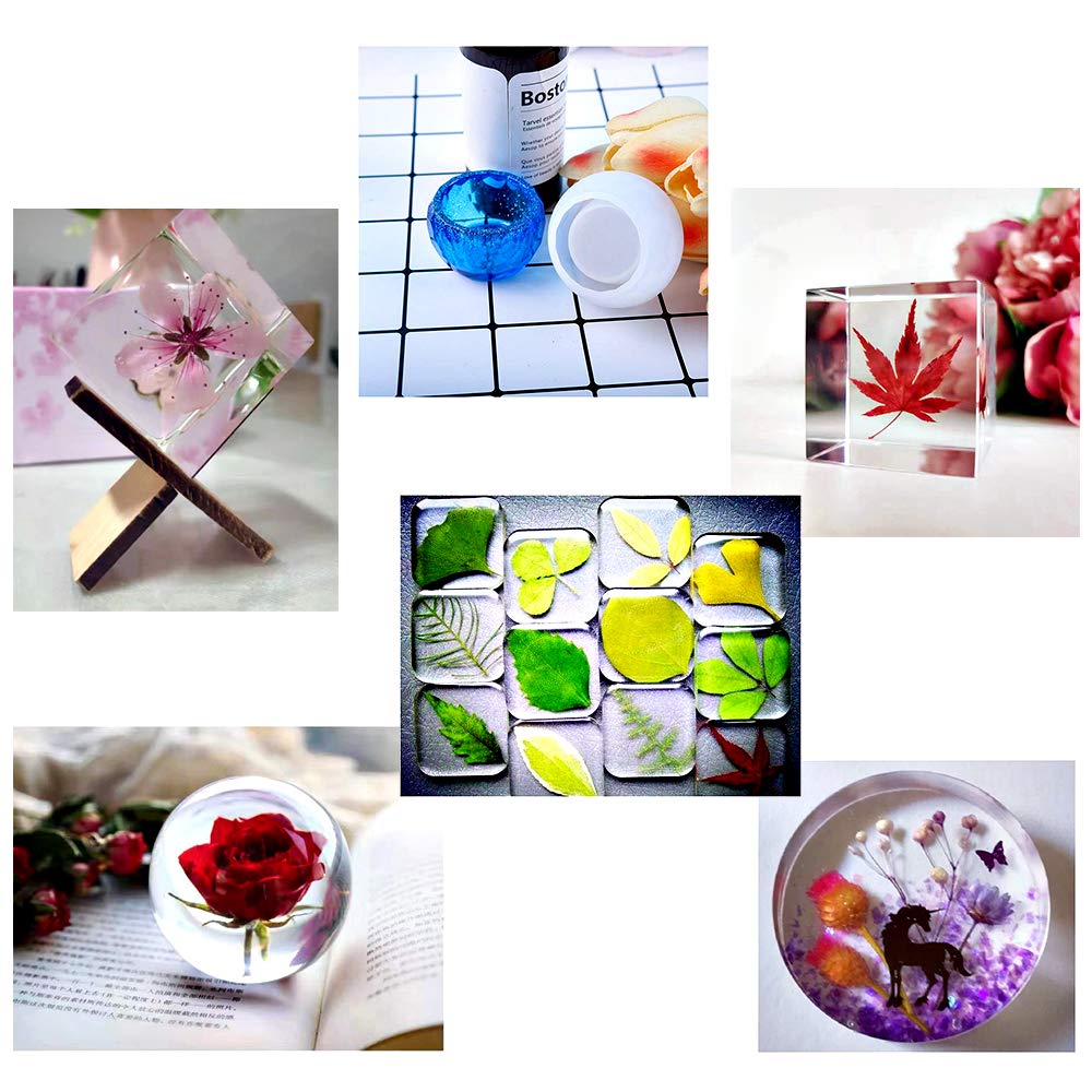 Resin Molds Silicone Kit 20Pcs,Epoxy Resin Molds Including Sphere,Cube,Pyramid,Square,Round, Used for Create Art,DIY,Coasters,Candles.Bonus Decorative Sequins and The Complete Set Tools