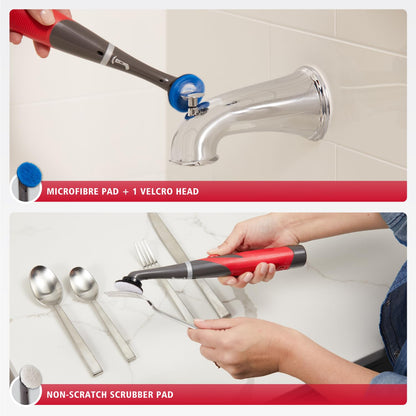 Rubbermaid Reveal Power Scrubber 18-Piece Kit, Cordless Electric Battery Powered Scrub Brush, Water Resistant, for Home/Kitchen/Bathroom/Grout/Tile/Shower/Tub