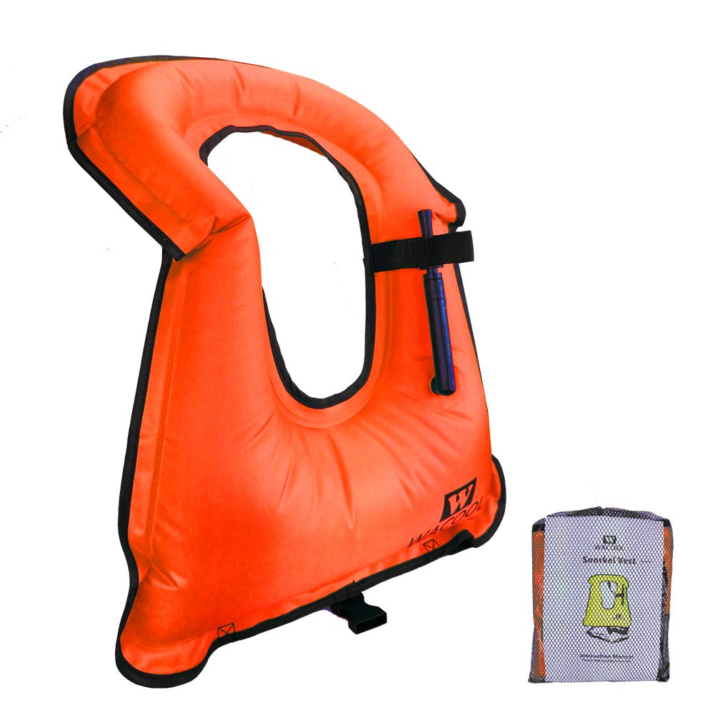 WACOOL Inflatable Snorkel Diving Swimming Scuba Vest Jacket for Adult Youth Kids (Kids,Orange)