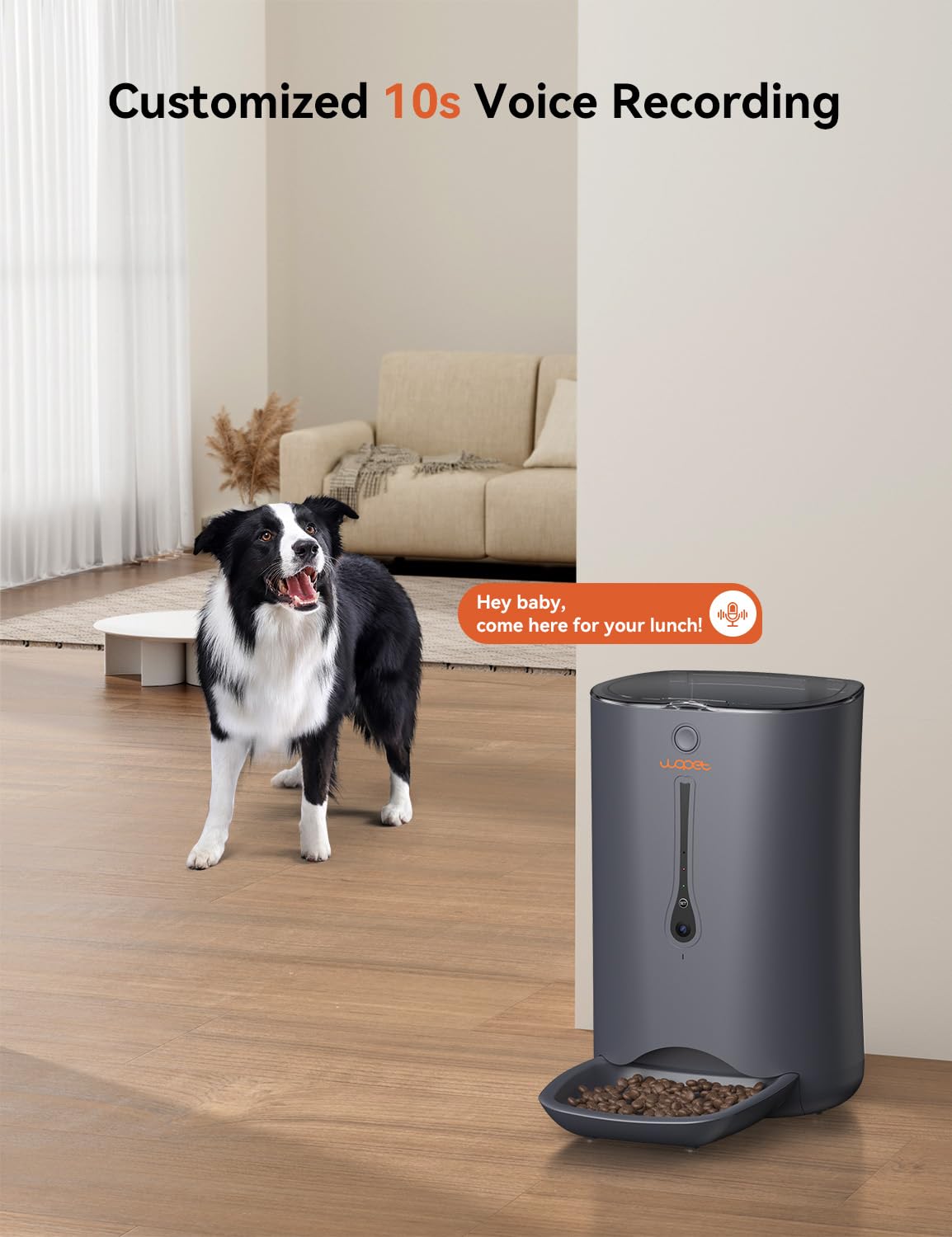 WOPET Automatic Dog Feeder with Camera, 7L Smart WiFi Cat Feeder Dog Food Dispenser, 6-Meal Pet Feeder HD Camera for Voice and Video Recording APP Control