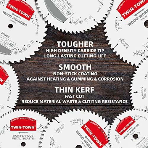 TWIN-TOWN 12-Inch 60-Tooth ATB Fine Finish Wood Cutting Circular Saw Blade, 1 Inch Arbor, Compatible with Table and Miter Saws, Premium Quality Woodworking Saw Blade
