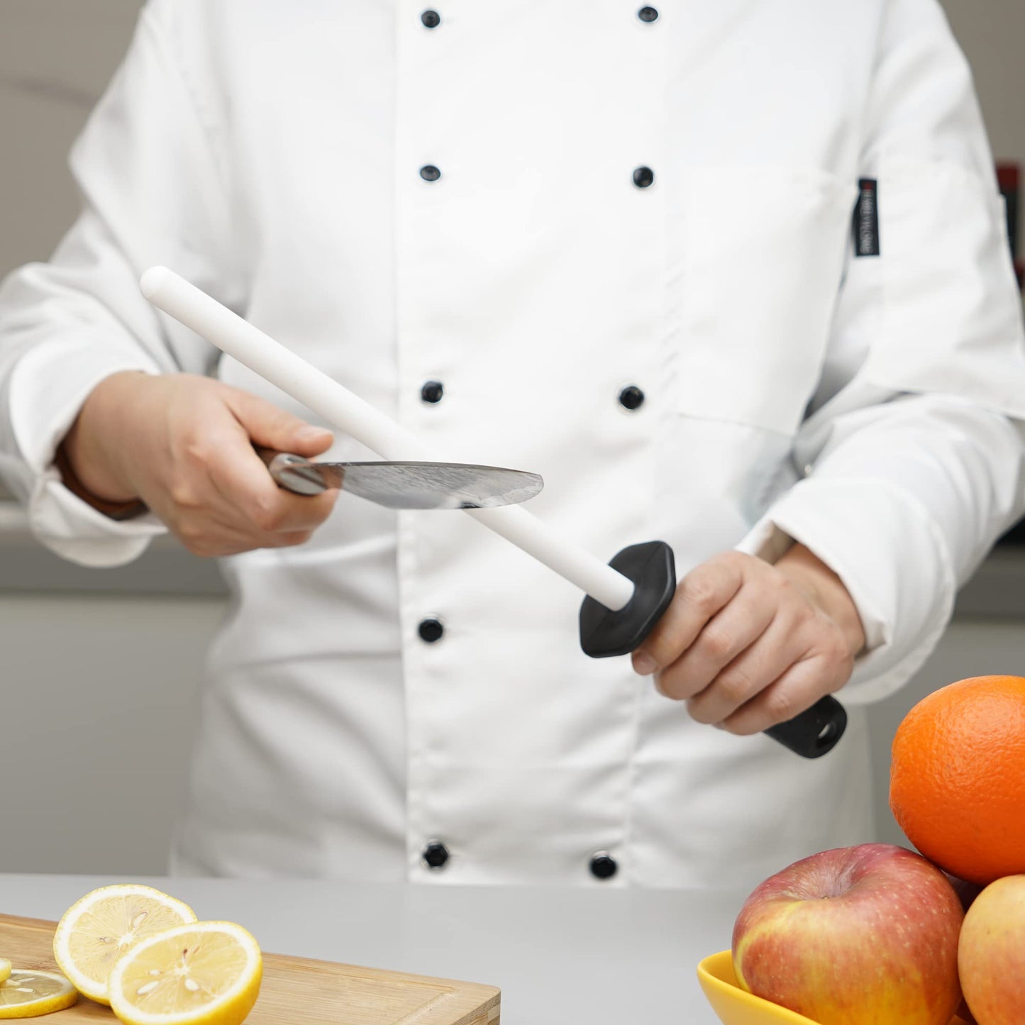 SHARPAL 118N Professional Ceramic Sharpening Fine Honing Rod Steel Kitchen Knife Sharpener Stick, With Anti-Breaking Cap