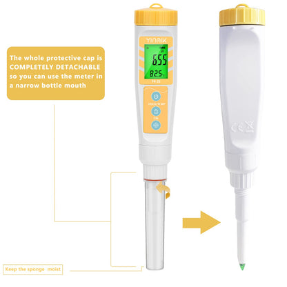 YINMIK Digital pH Meter for Food, pH Probe for Sourdough and Bread Dough, Checking The pH of Fermenting Sausages and Salami, Waterproof pH Tester for Solid and Liquid Soft Soil Sample…