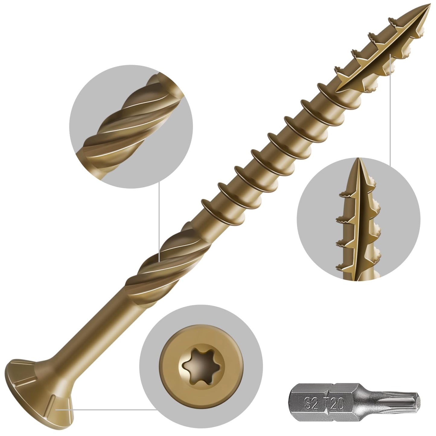 Wensilon #10 * 3" Deck Screws, (137pcs) 2 lbs.Exterior Wood Screws, Rust Resistant epoxy Coated, Bronze, T25 Star Bit